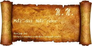 Mádai Nándor névjegykártya