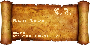 Mádai Nándor névjegykártya